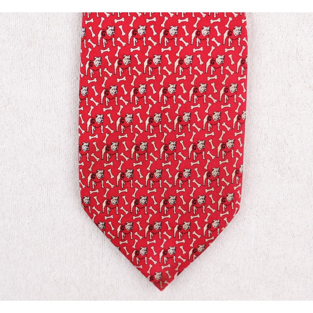 Vineyard Vines Necktie Red University of Georgia Bulldogs Silk Mascot Print Tie - Picture 2 of 9